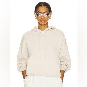 Nike Pheonix Fleece Oversized Pullover Hoodie in Orewood Brown & Sail